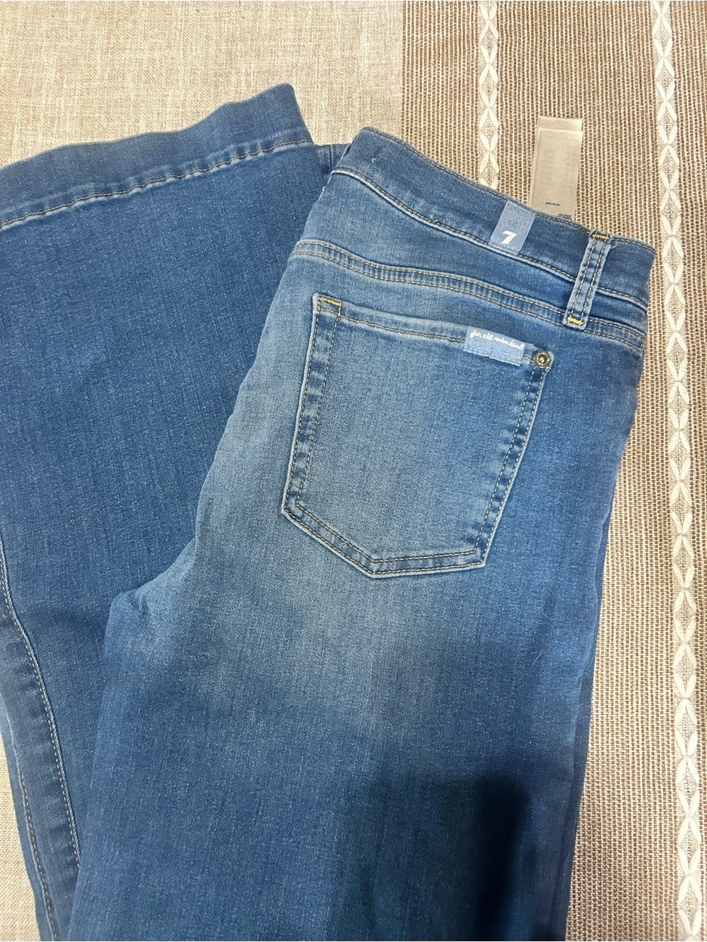 7 For All Mankind Tailorless Dojo Blue Wide Leg Flare Jeans 29